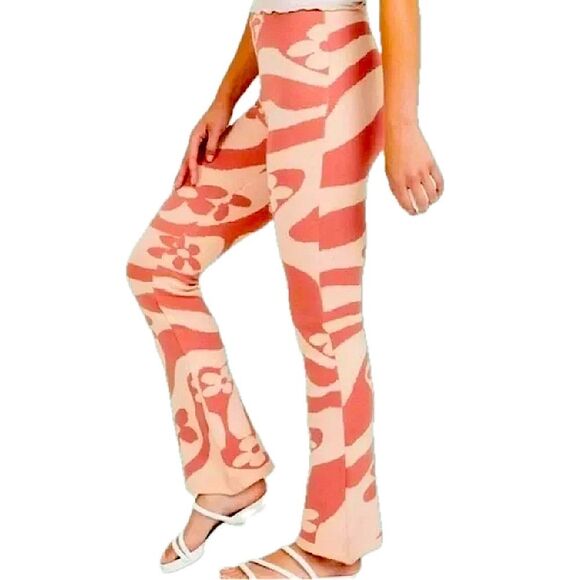 Altar’d State Anna Floral Flare Pants in Terracotta Size Small - Picture 1 of 7